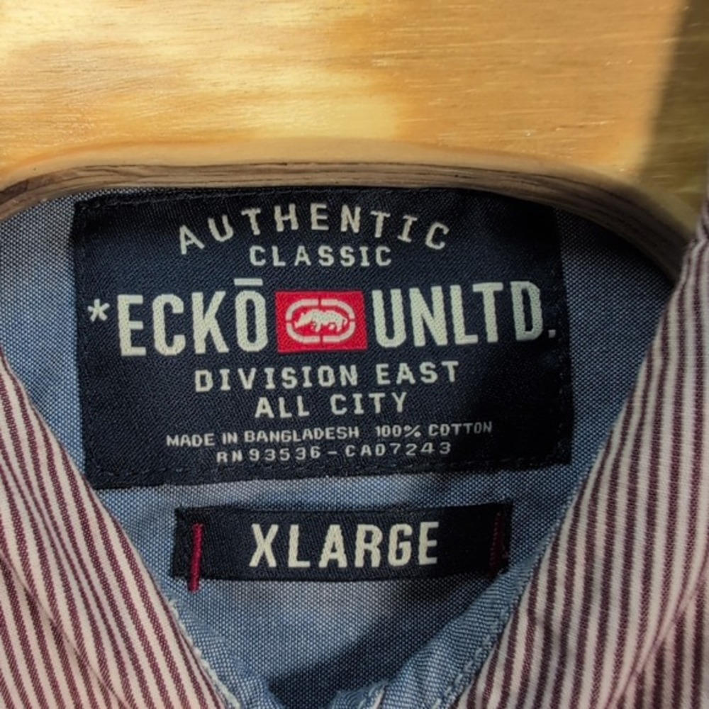 VTG Ecko Unltd Dress Shirt Men's XL Red White Pearl Snap L/S Western RN#93526 - Picture 7 of 8